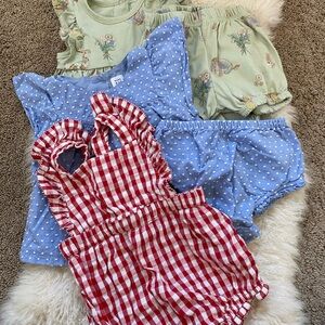 Baby Romper and Outfit Set - Red, Blue, Green